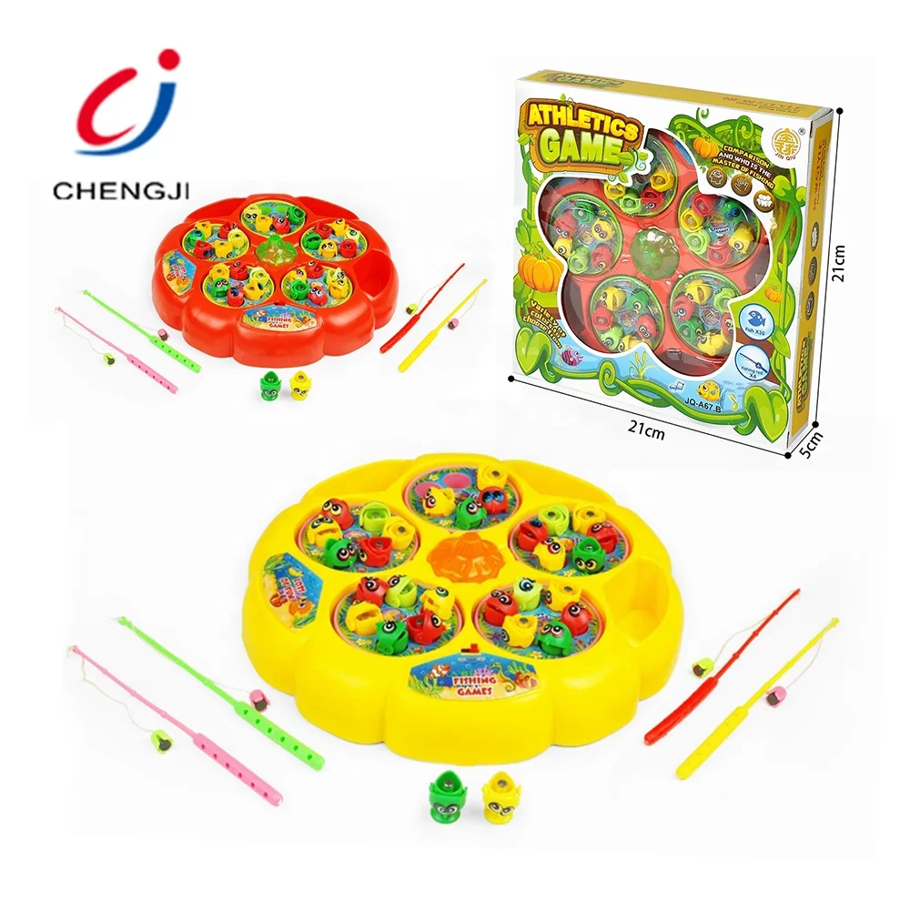 Educational musical battery operated plastic magnetic children fishing rod toys