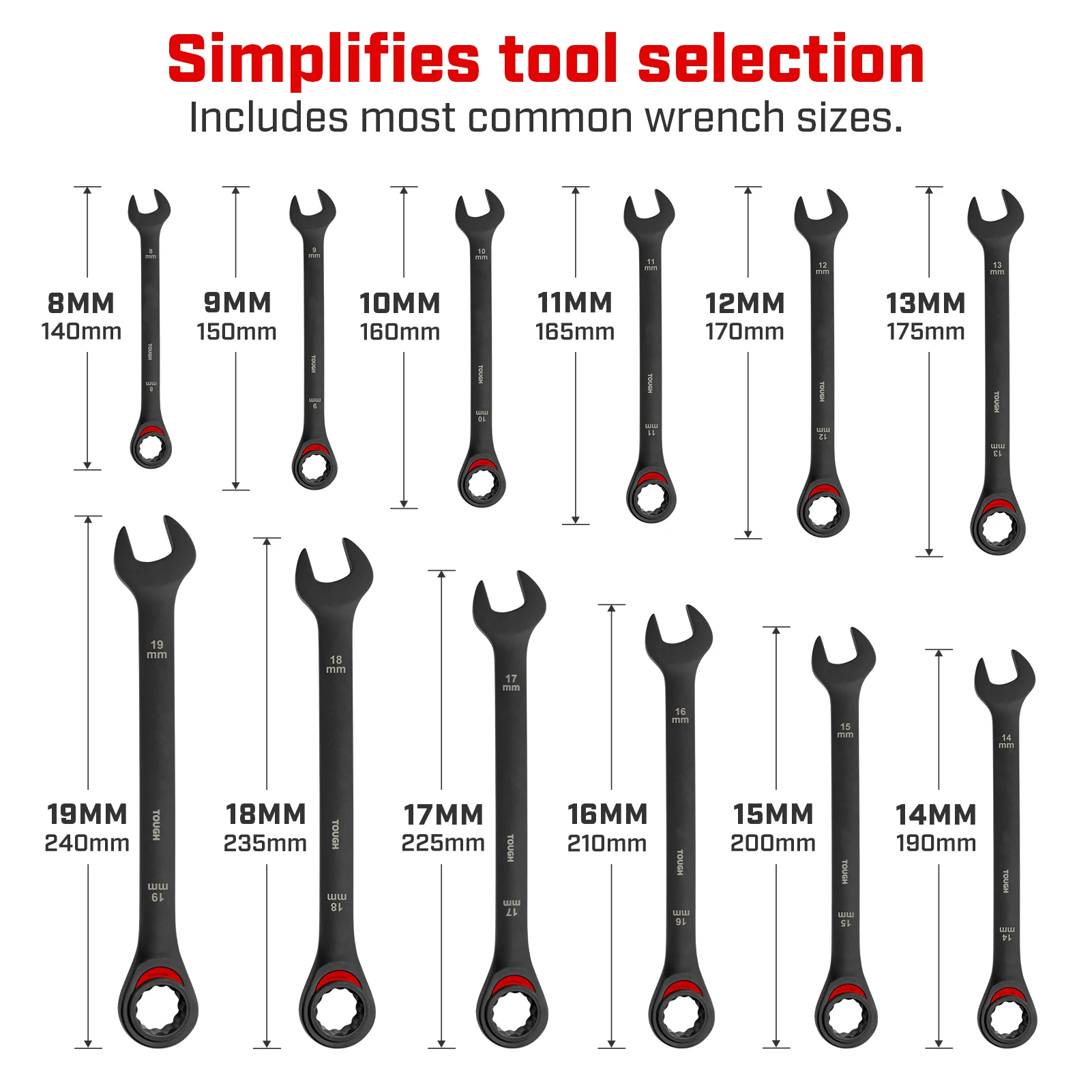 Combination Ratcheting Wrench Set: 12-Piece Metric 8-19mm CR-V Steel Tough Wax Canvas Storage Bag for Off-Road Tool Kits H830c11ea7c4a40fab7de0f779c3337085