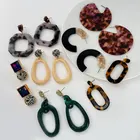 Oval Hoop Hoop Earrings Customised Hot Selling Geometric Acetate Oval Leopard Hoop Earrings