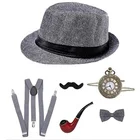 Costume Accessories Custom Men 1920 S 20s Hat Suspenders 1920s Gangster Costume Accessories