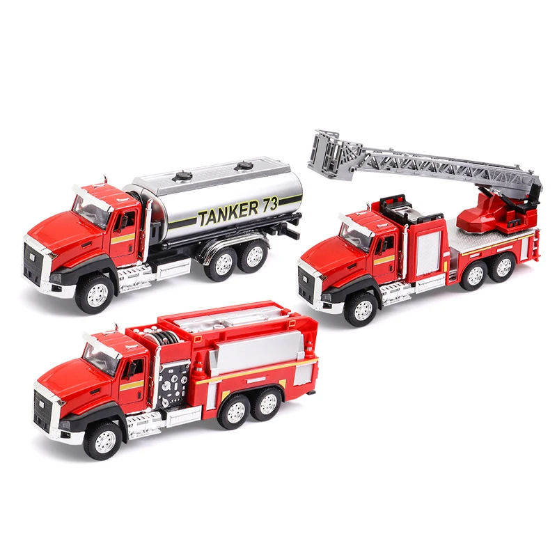 Wholesale fire fighting 1:50 diecast truck model metal toy cars die cast playset with light music