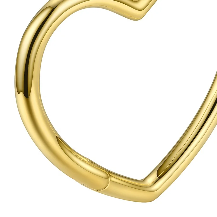 High Quality 18K Gold Plating Brass Jewelry Heart Bangle Cuff Bracelets BC192006