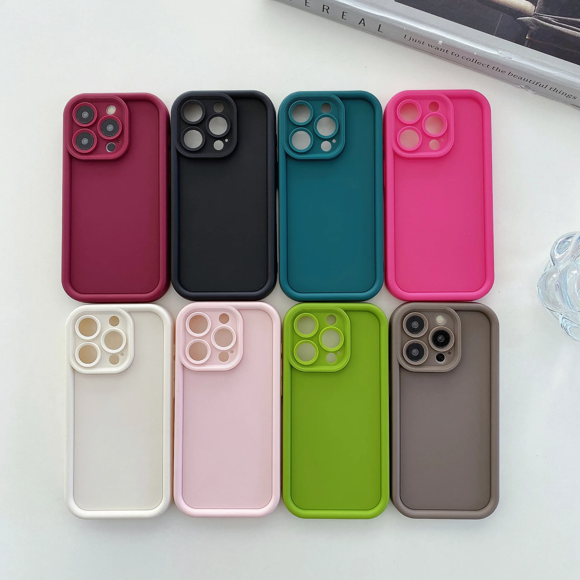 Wholesale Shockproof Protective Simple Color Silicone TPU Mobile Phone Case for iPhone 15 14 13 12 11 pro max 8 7 Plus