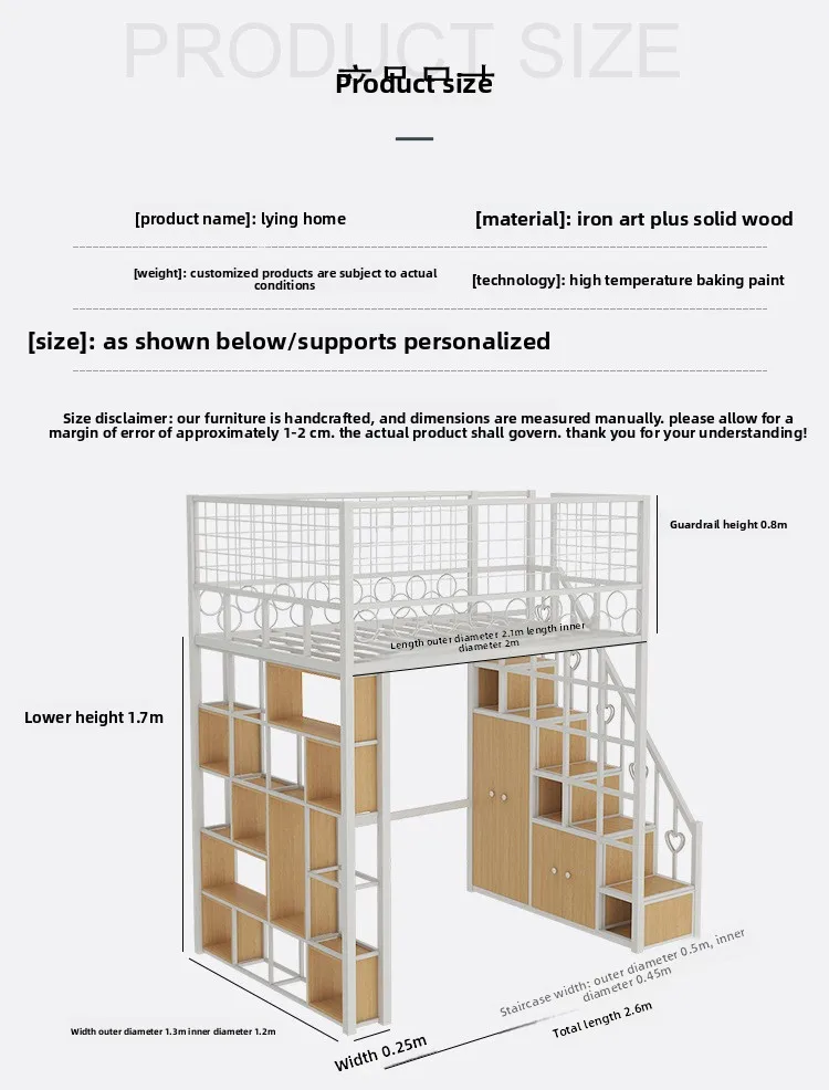 product nordic modern loft bed with desk simple metal duplex elevated loft bed iron art multifunctional space saving bed for living room-2