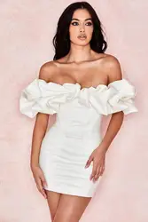 2023 elegant mermaid Sexy backless one-shoulder dress puff neck plus size wedding dresses
