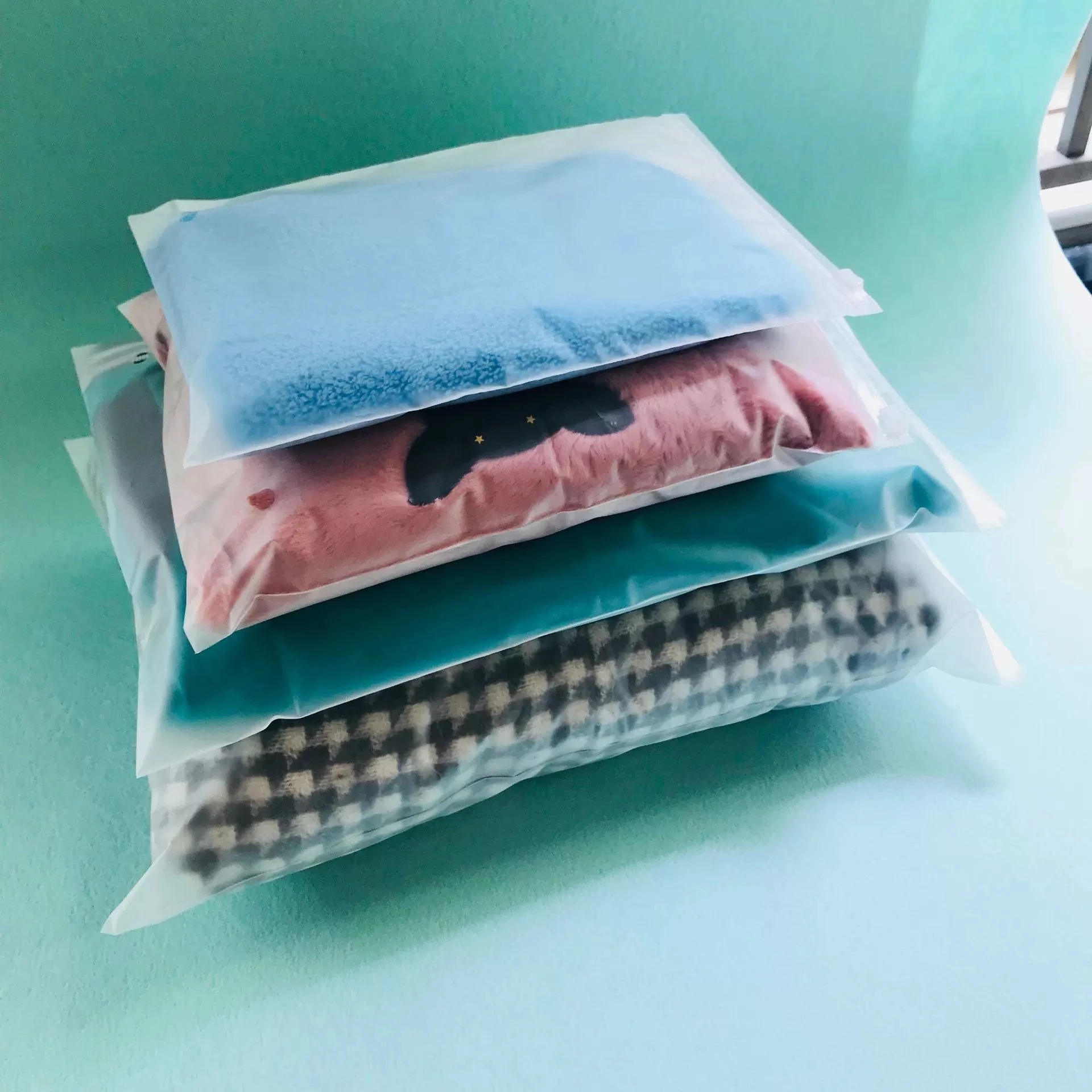 factory hot selling frosted pvc slider zip lock bags towel socks zipper bag transparent