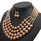 Pearl Necklace Fashion Multilayer Handmade Imitation Pearl Crystal Beads Beaded Statement Necklace