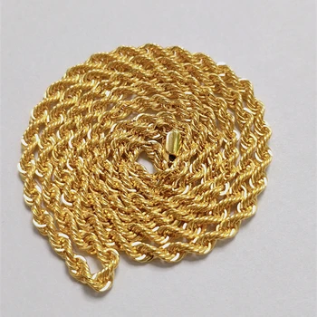 Wholesale Hip Hop sole design italy craft 18K Solid Gold Chains 3.5MM 20inch 22inch 24inch Pure Gold Rope Chain Men Necklace