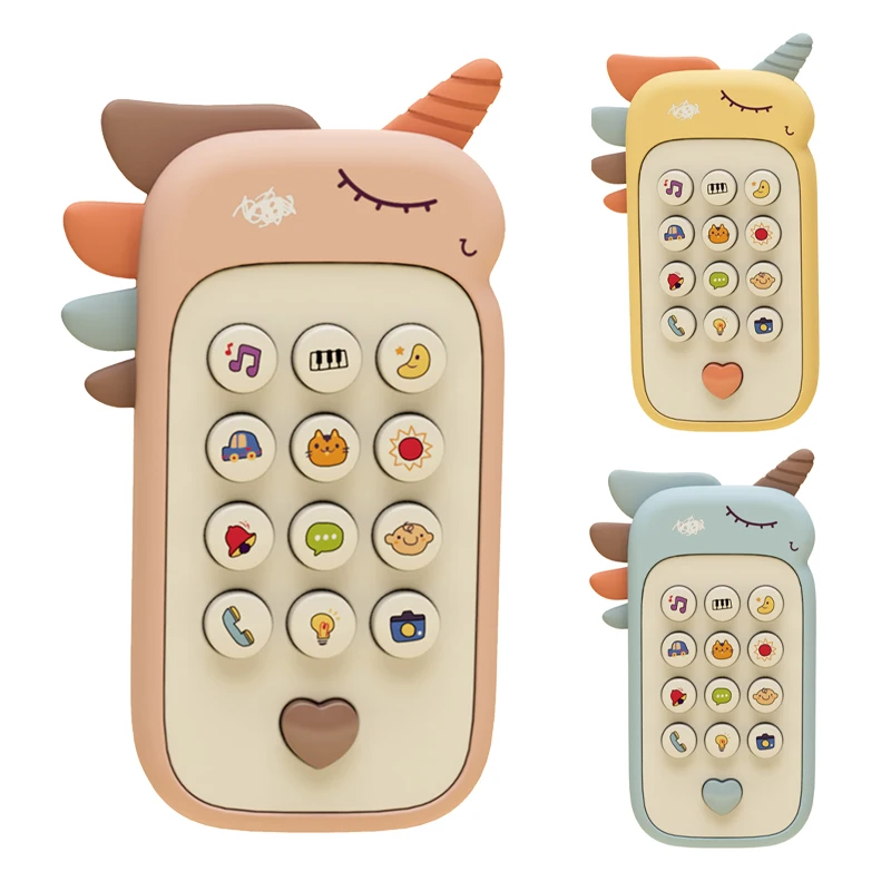 Electric baby cartoon musical mobile phone toy 0-12 months educational with light