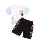 Children Clothing Letter Printed White T-Shirt Shorts Baby Boy 2 Pcs Children Clothing Set With Great Pieces