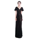Gown 2021 Spandex/Polyester Embroidered Lace On Net Appliqued Flare SleeveV-neck Dinner Gown Evening Dresses