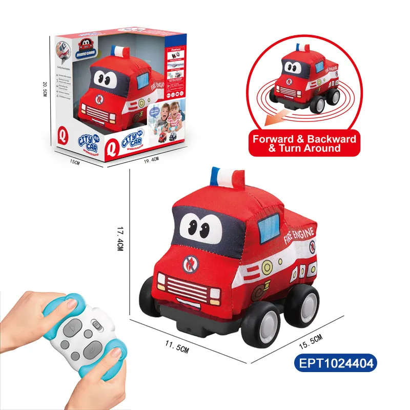 EPT Hot Selling New Arrival Children's Education Toy Car 3CH Infrared Ray Cloth Plush Remote Control Taxi Car Toy With Music