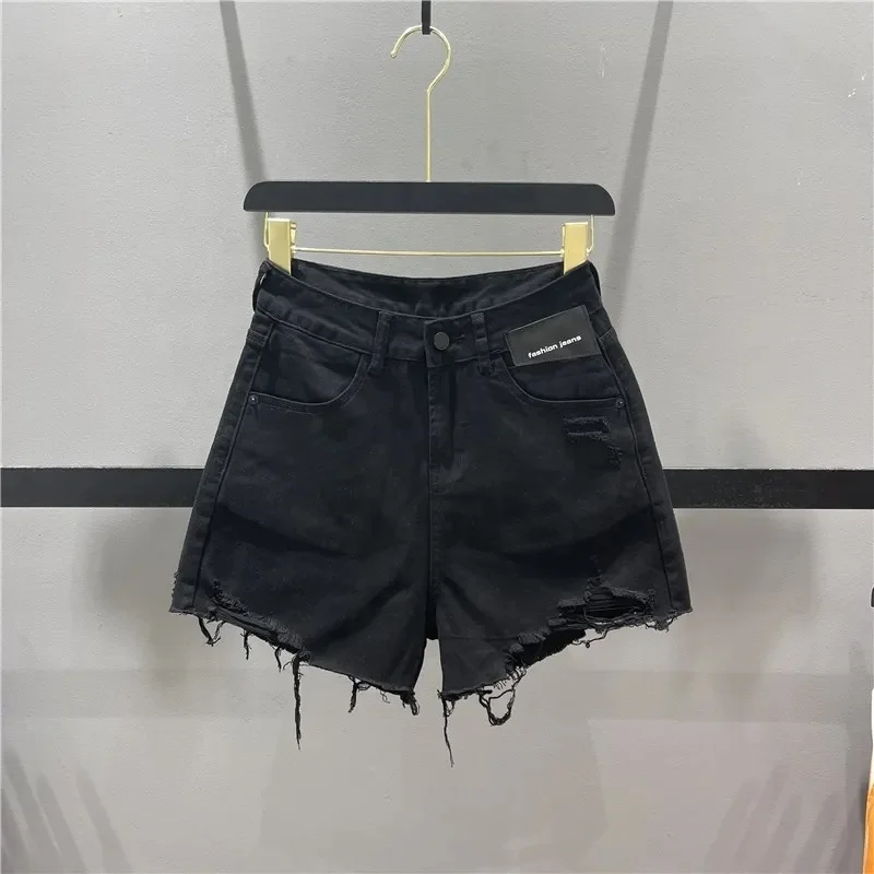 Sexy Summer Women Denim Shorts Black Blue Ripped Short Jeans Femme Tassel Lace Up Bandage Denim Jeans