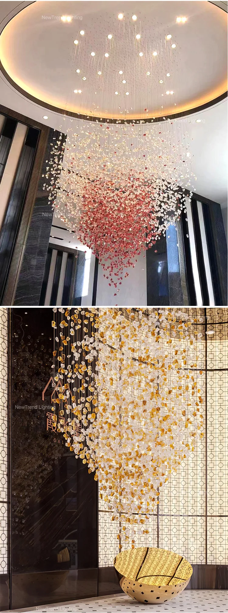 CPL-261 Modern Hotel Lobby Villa Decoration Bespoke Fixtures Chandelier Custom Large Project LED Glass Hanging Light supplier