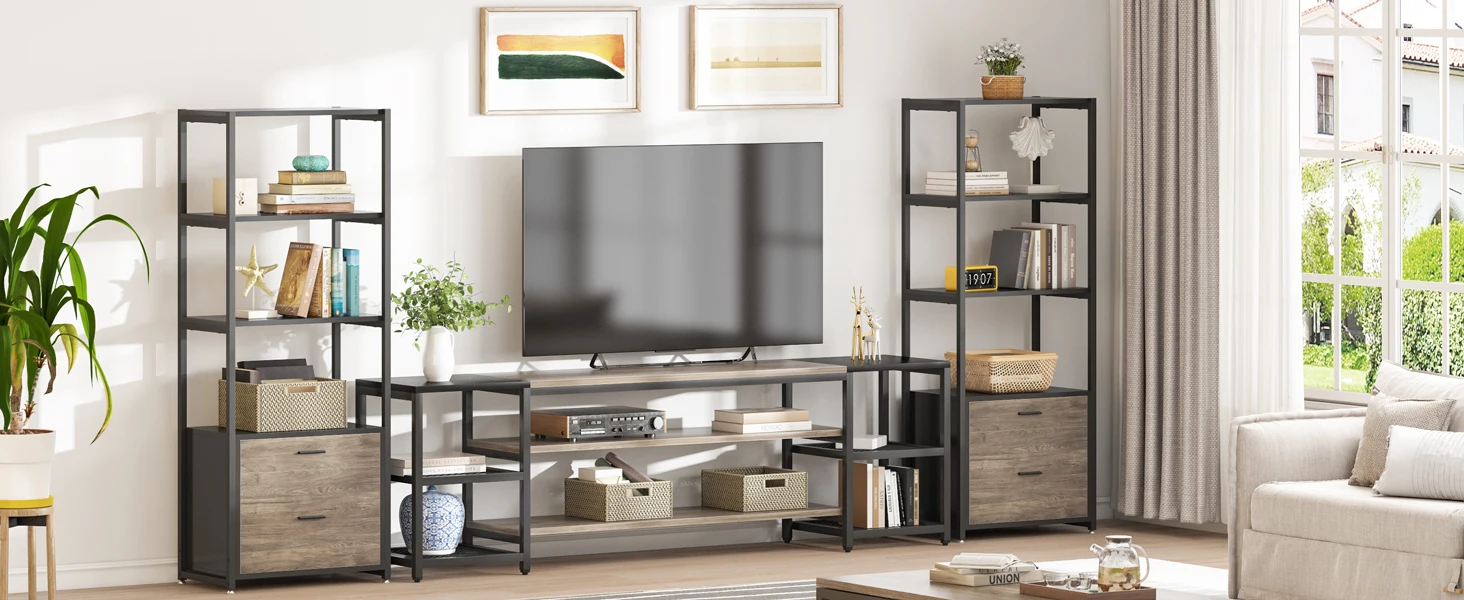 Tribesigns  living room furniture TV table Stand with 3-Tier Media Entertainment Center for TV up to 85"