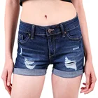 Women Jean Wholesale Summer Women Mid Waisted Jean Shorts Washed Ripped Hole Short Mini Jean Shorts Women