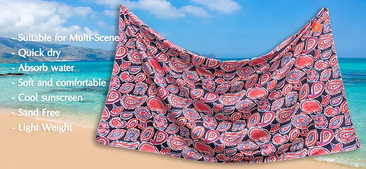 Ready To Ship Hot Selling Printed Sand Free Double Sided Fleece Beach Towel Reversible Quick Dry Microfiber Suede Sports Towels