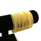 Golden Bracelet Amoryubo 18K Gold Plated Metal Spring Coil Golden Loop Jewelry Cuff Bracelet