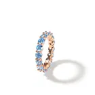 Cz Ring Hip-hop TikTok Jewelry Fashion Row Of CZ Ring Couples With Sea-Blue Zircon Ring