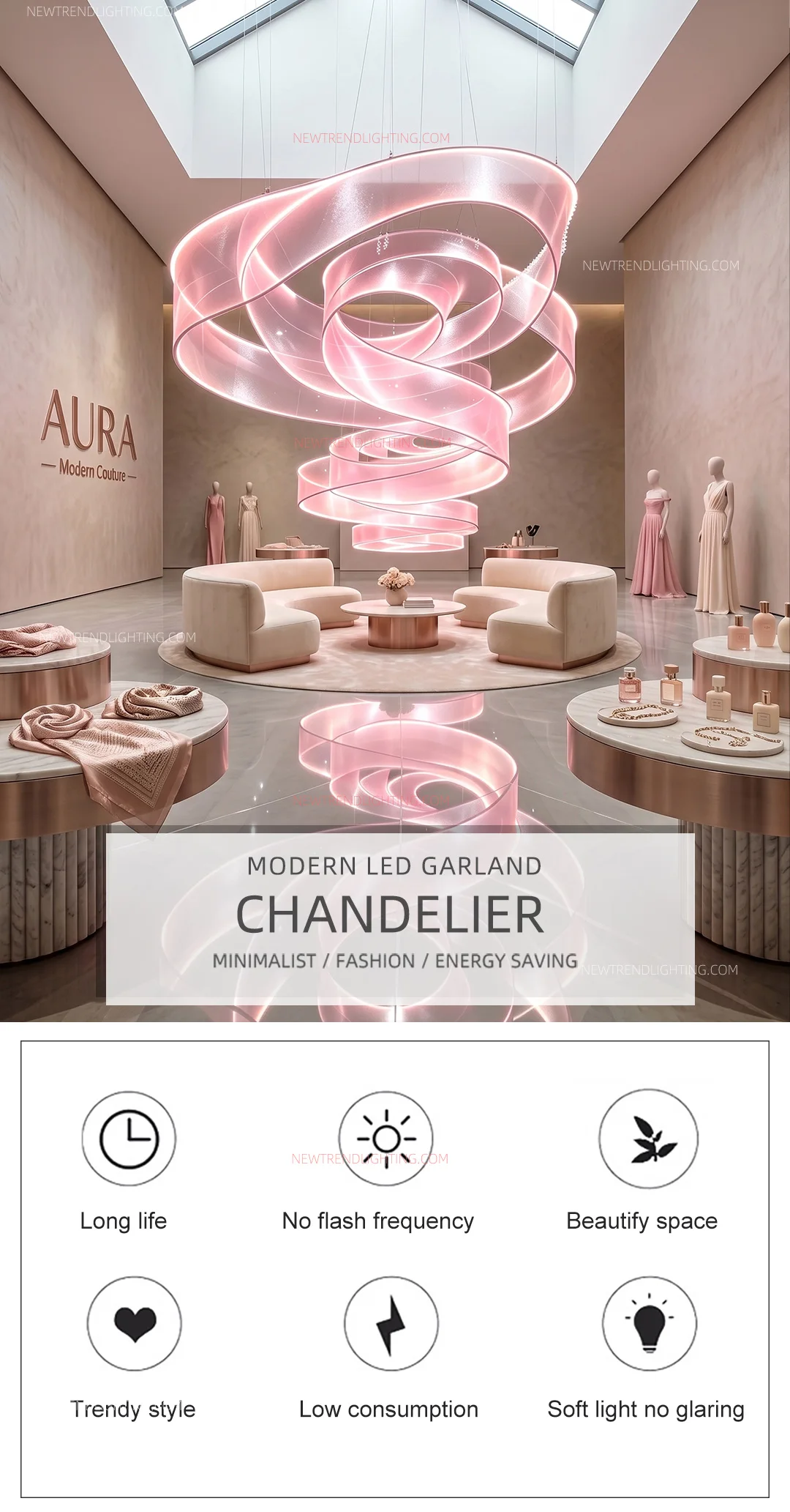 cpl 524 bespoke flowing ribbon led chandelier oversized sculptural statement lighting for hotel lobby atrium-0