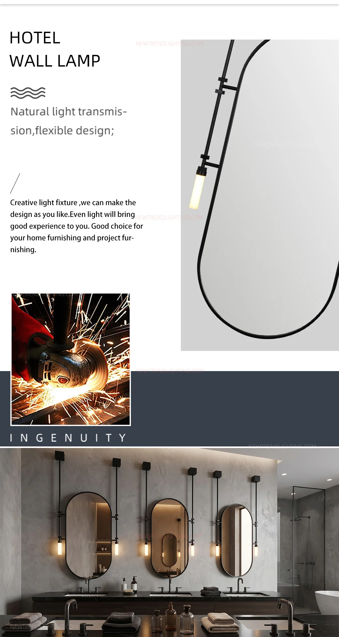 cpl 506 bespoke led vanity sconce commercial wall fixture for hotel bathroom dressing room project-1