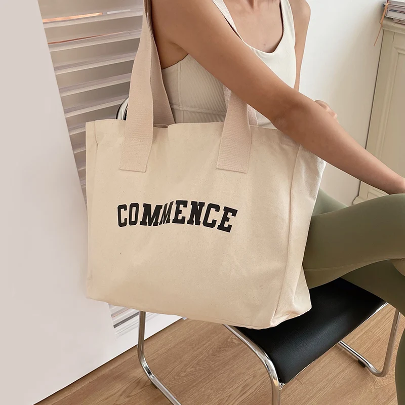 Natural Extra Large Canvas Tote Bag With Logo Printing For Shopping ...