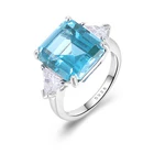 Gift Engagement Luxury Fashion Wedding Party Jewelry Gift Blue Paraiba CZ Gemstone Ring Ladies Elegant Engagement Ring