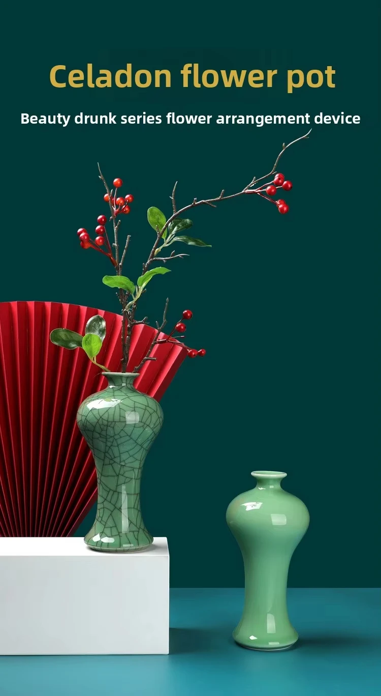 product celadon little beauty drunk elegant hydroponic ceramic flower vessel handicraft ornament for home decoration479-4