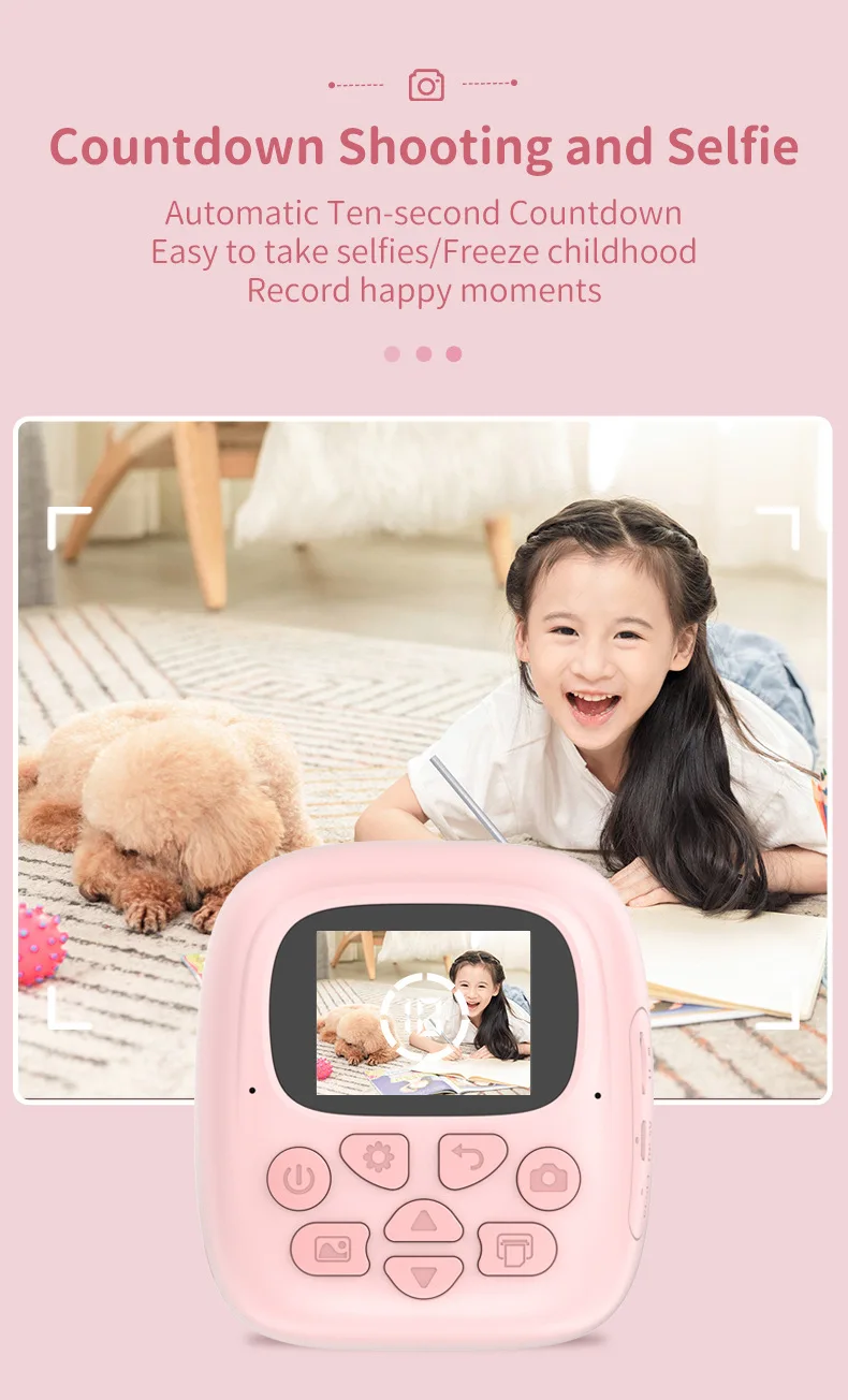 Instant Print Camera for Kids Christmas Birthday Gift Girls Boys HD Digital Video Portable Toy Age 3 4 5 6 7 8 9 10 with SD Card