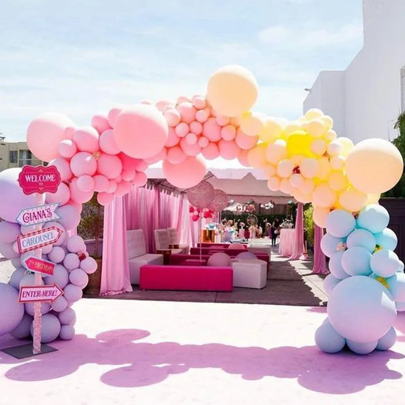 2023 Custom rainbow Macaron balloon pink blue birthday balloon arch kit children's party decoration