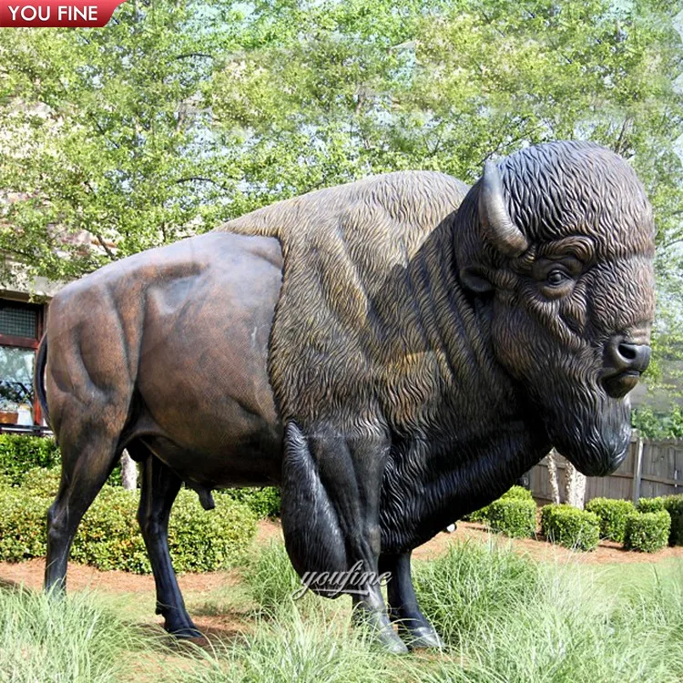 Outdoor Large Casting Copper Bison Statue Buffalo Bronze Sculpture for Sale