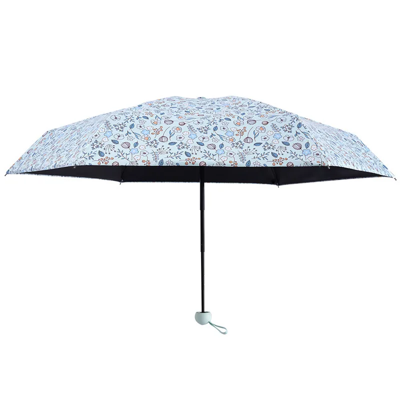 DD1218  Compact Summer 5-Folding Umbrella Anti UV Sunshade Umbrellas Mini Sun Pocket Printing Flower Business Gift Umbrella