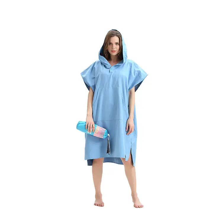OEM ODM Soft Woman Adults Printing Hooded Microfiber Surf Poncho Bath Robe Towel