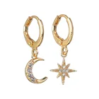Hoop Earrings Earrings 2020 Fashion CZ Crystal Jewelry Moon And Star Hoop Earrings