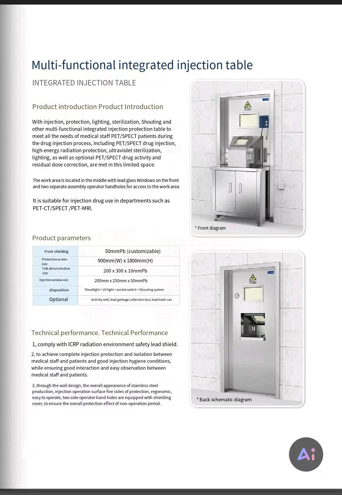 Radiation Fume Hood SPECT-CT Dual Connected Fume Hood Direct Factory for Hospital f Fume Cupboard Lab Equipment