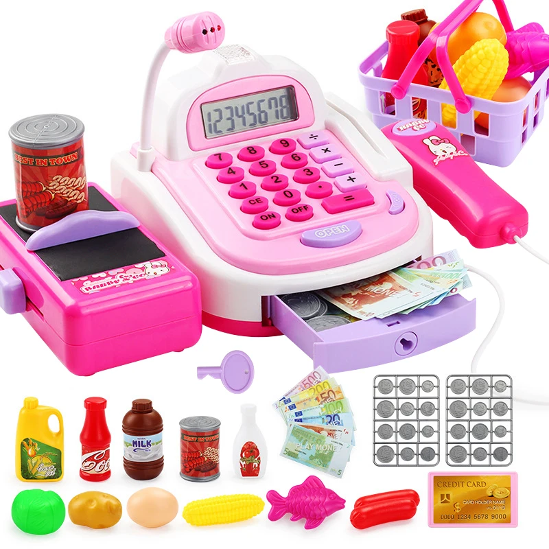 New Product Cash Register Pos Machine Pretend Play Plastic Educational Toy Set For Kids