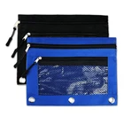 Pencil Pouches 3 Ring Zipper Pulls Double Pockets Pencil Case With Clear And Mesh Window Binder Pencil Pouches