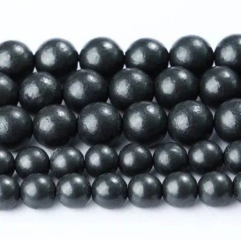 Wholesale A++ Natural Russian Shungite Matte Beads 6 8 10mm Loose Gemstone Crystal And Stone for Jewelry Making DIY Handmade