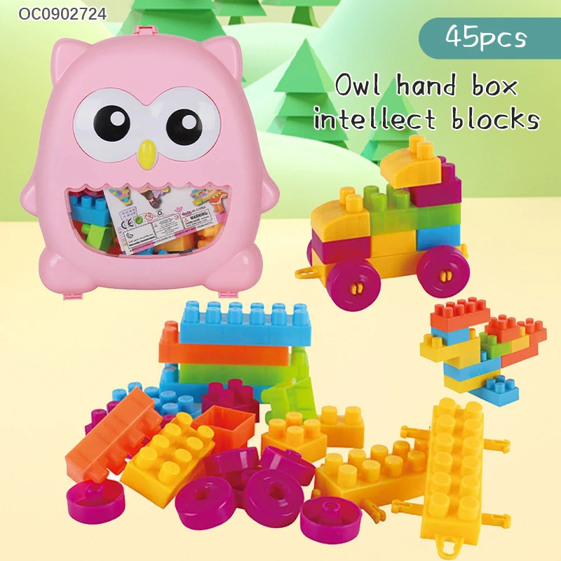 Kids big cheap building blocks educational baby toys with storage box