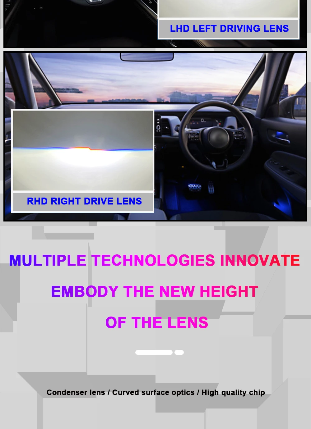 TECH-KING Car Headlight 75W 3.0 inch Bi-LED Projector Lens 6000K for Car Headlight Retrofit Dual LED Headlight Projector Lens