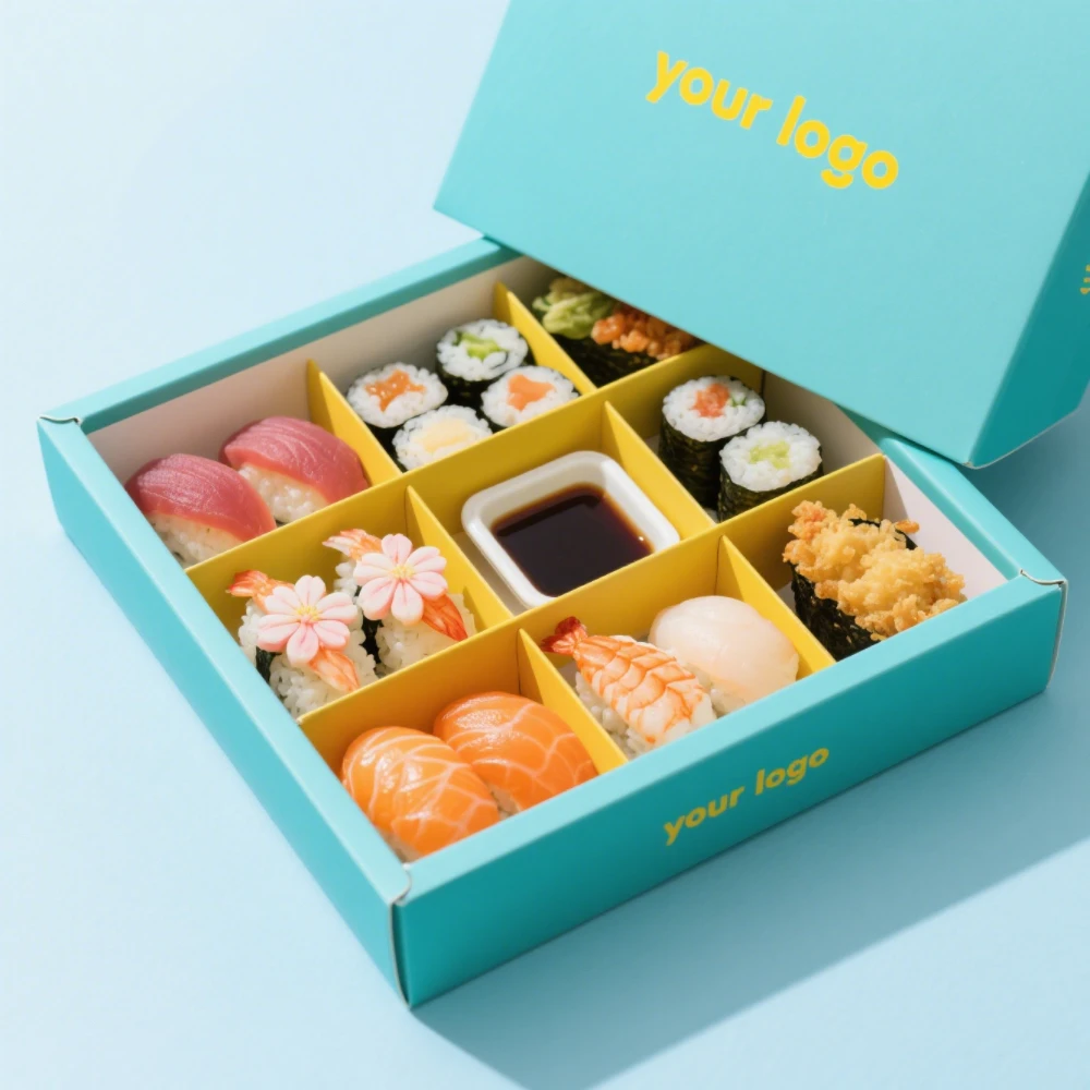 Krabice na jídlo z potaženého papíru Kraft Fast Food Take Away Package Container UV s barevným potiskem Sushi boxy Balení