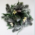Holiday Pine Needle Wreath Adorns Door With Poinsettia Wreath Holiday Ornaments