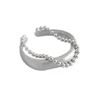 Sterling Ring 925 Sterling Silver Ring Cold Wind Round Bead Chain Brushed Double Layer Female Ring Open Silver Ring
