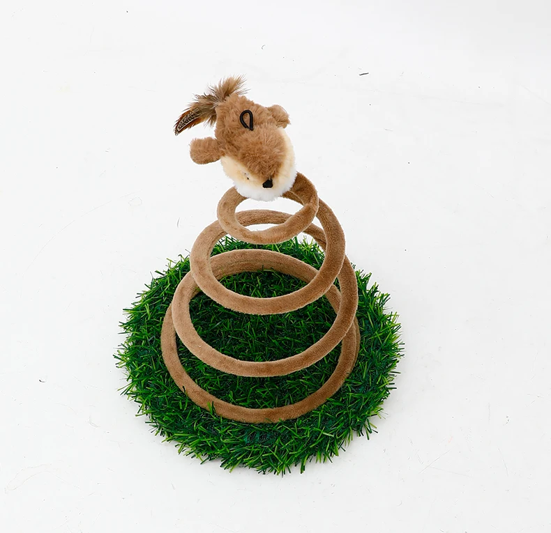 Sparrow Cat Teaser Wand Spring Wire Spiral Coil Cat Toy with Scratch Pad Interactive Self-Play Fun for Cats Dangling Bird Toy factory