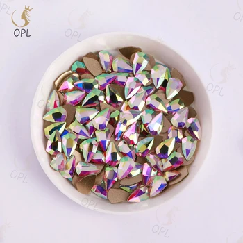 OPL Shield Shapes 3D Irregular Flat Back Rhinestones - K9 Fancy Crystal AB Decorative Stones for Nail Art & Clothing