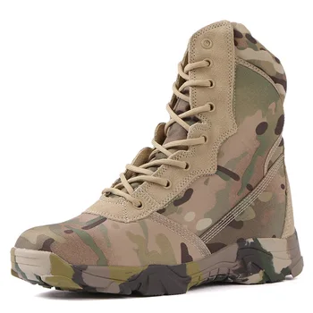 Factory Wholesale Hiking Shoes Men Outdoor Boots Desert Jungle Oxford Cloth Camouflage Tactical Boots for Men