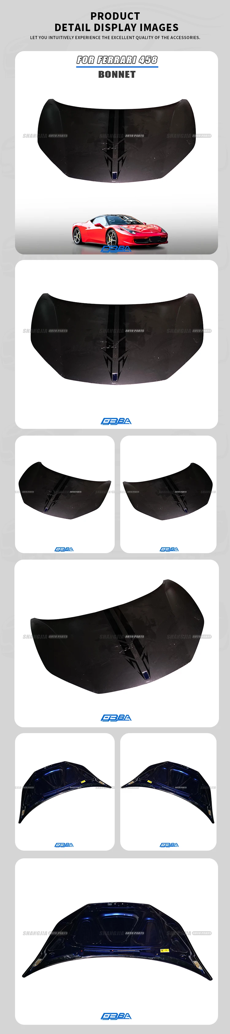 Car Parts Aluminium Alloy Hood For Ferrari 458 Italia Spider Speciale Easy Installation Engine Cover Bonnet Hot Sale 81230411 factory