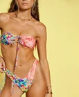 Beachwear Custom Color Block Print Bikinis Beachwear Padded Hollow Out Women 2 Piece Bikini Set