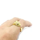Sterling Silver Silver Trendy Jewelry 925 Sterling Silver 18-karat Gold CZ Panther Ring Adjustable Open Ring