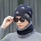 Scarf Windproof Thicken Outdoor Knitted Winter Warm Man Hat And Scarf Unisex Sets
